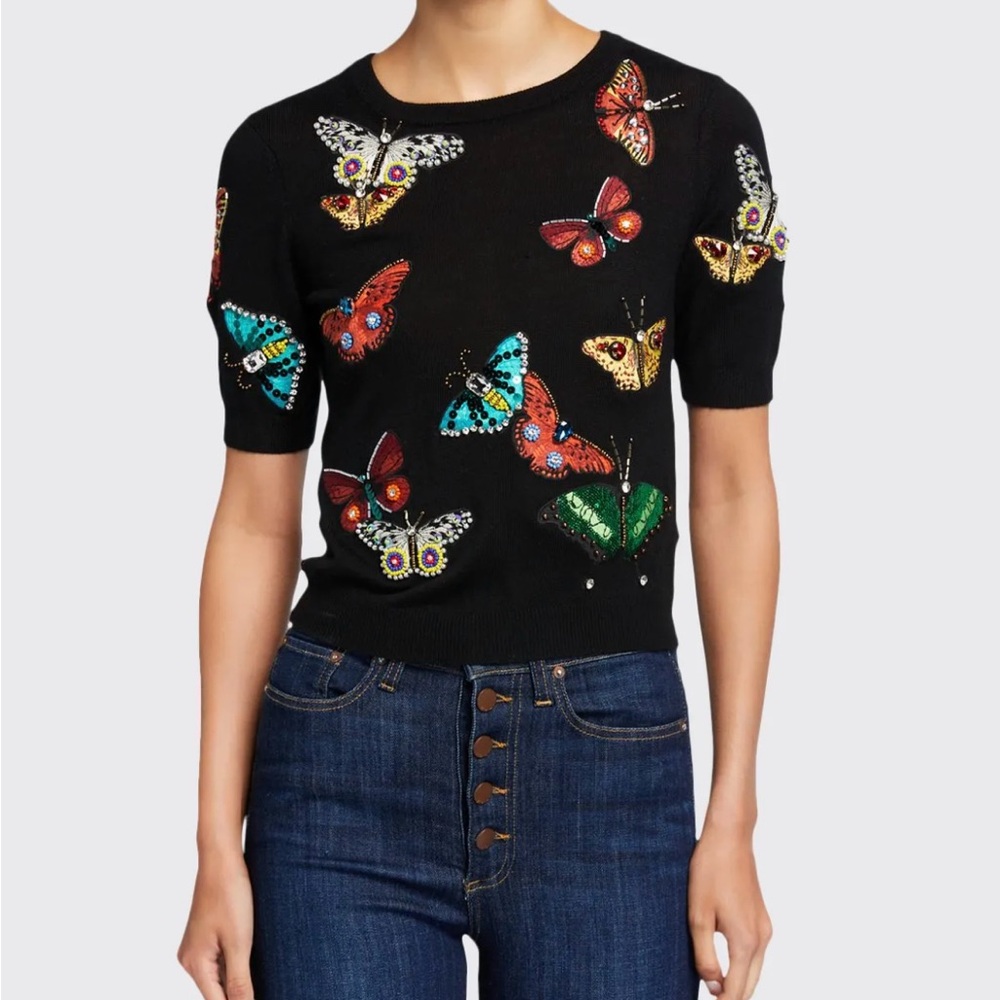 NWT Alice + Olivia Ciara Butterfly Sweater